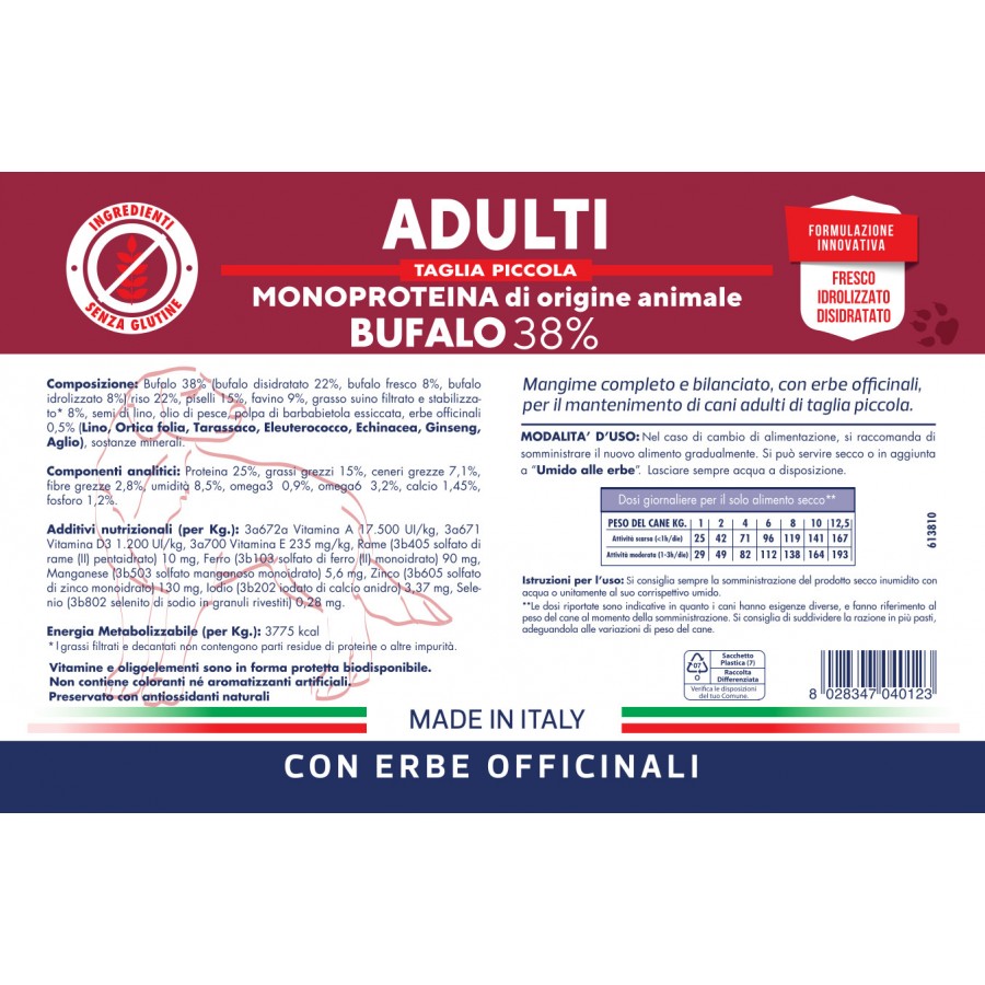 Vet Line Adult Bufalo Taglia Piccola 12,5kg Crocchette per Cani Vet Line Adult Bufalo Taglia Piccola 12,5kg Crocchette per Cani